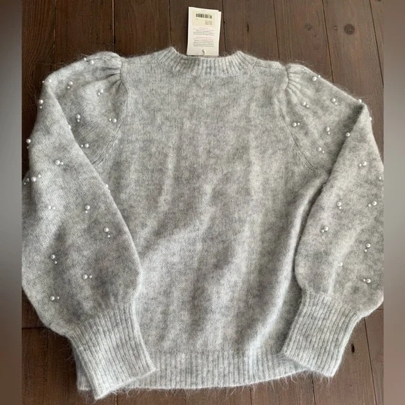 Sézane Perle sweater motted grey with pearls NWT - Picture 5 of 8